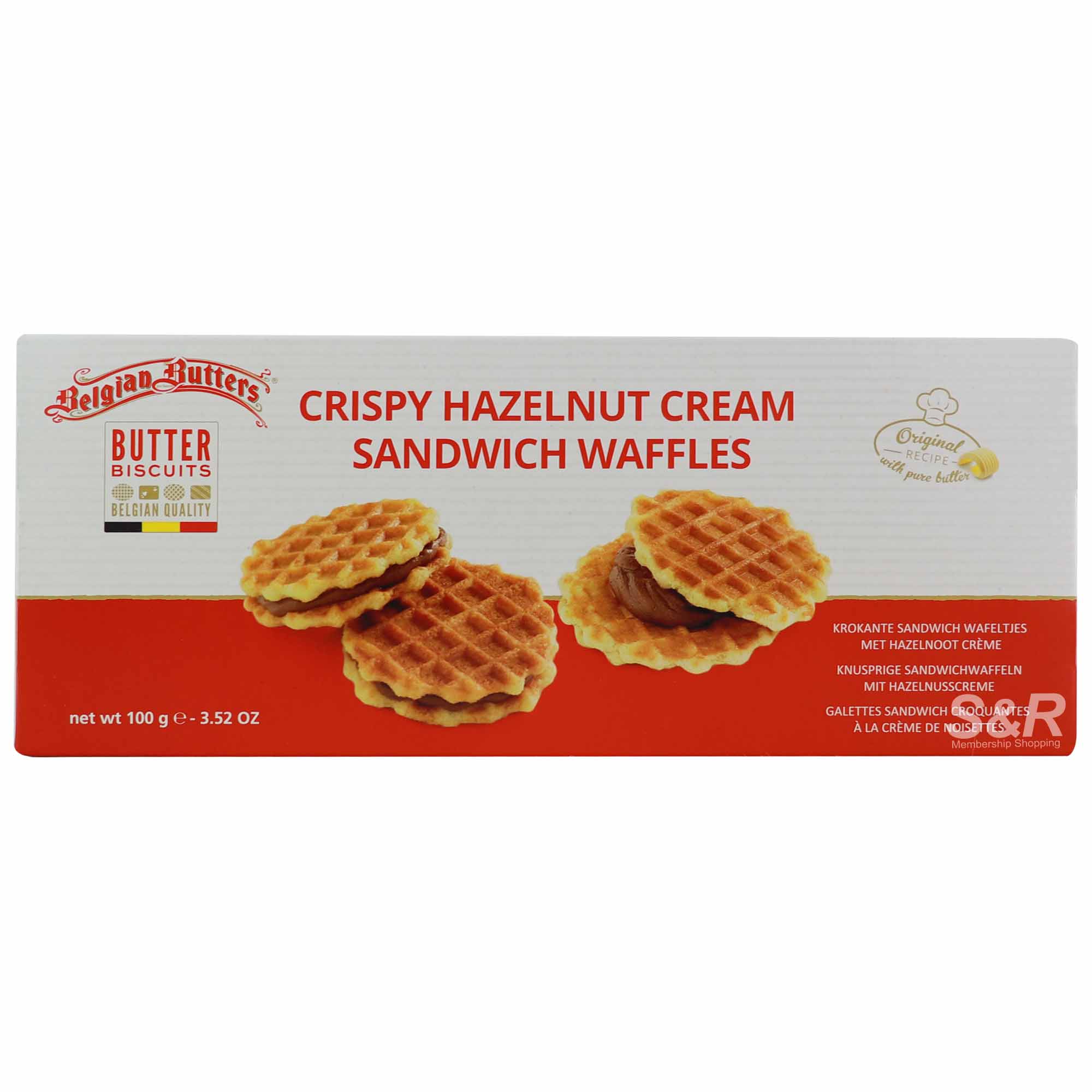 Belgian Butters Crispy Hazelnut Cream Sandwich Waffles 100g